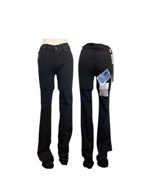 KSUBI Silent March Sealed Black Low Rise Stacked Denim Jean Women's 24 N…